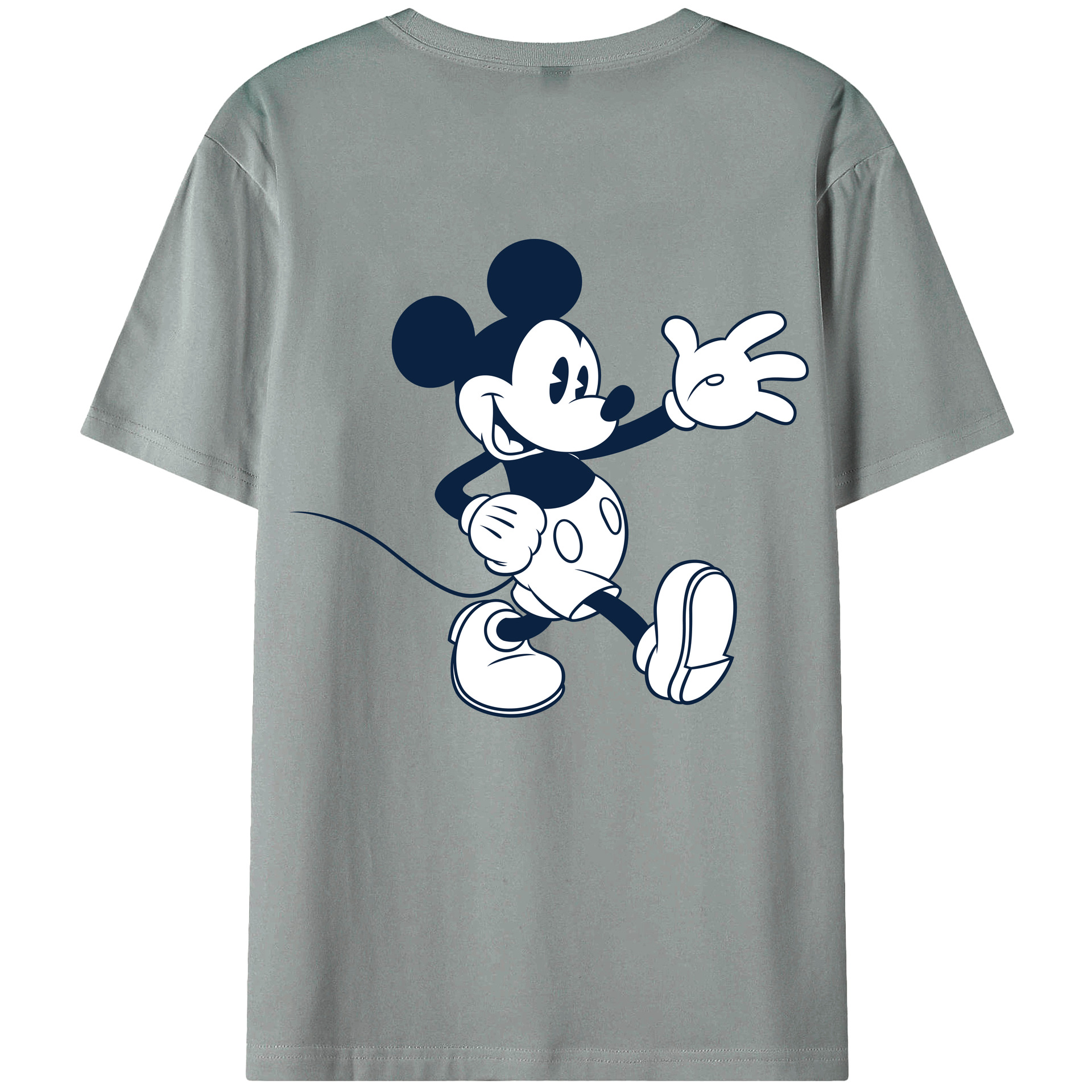 ミッキーマウス Mickey Mouse 綿100％ メンズ半袖Tシャツ（バックプリント） 通気性